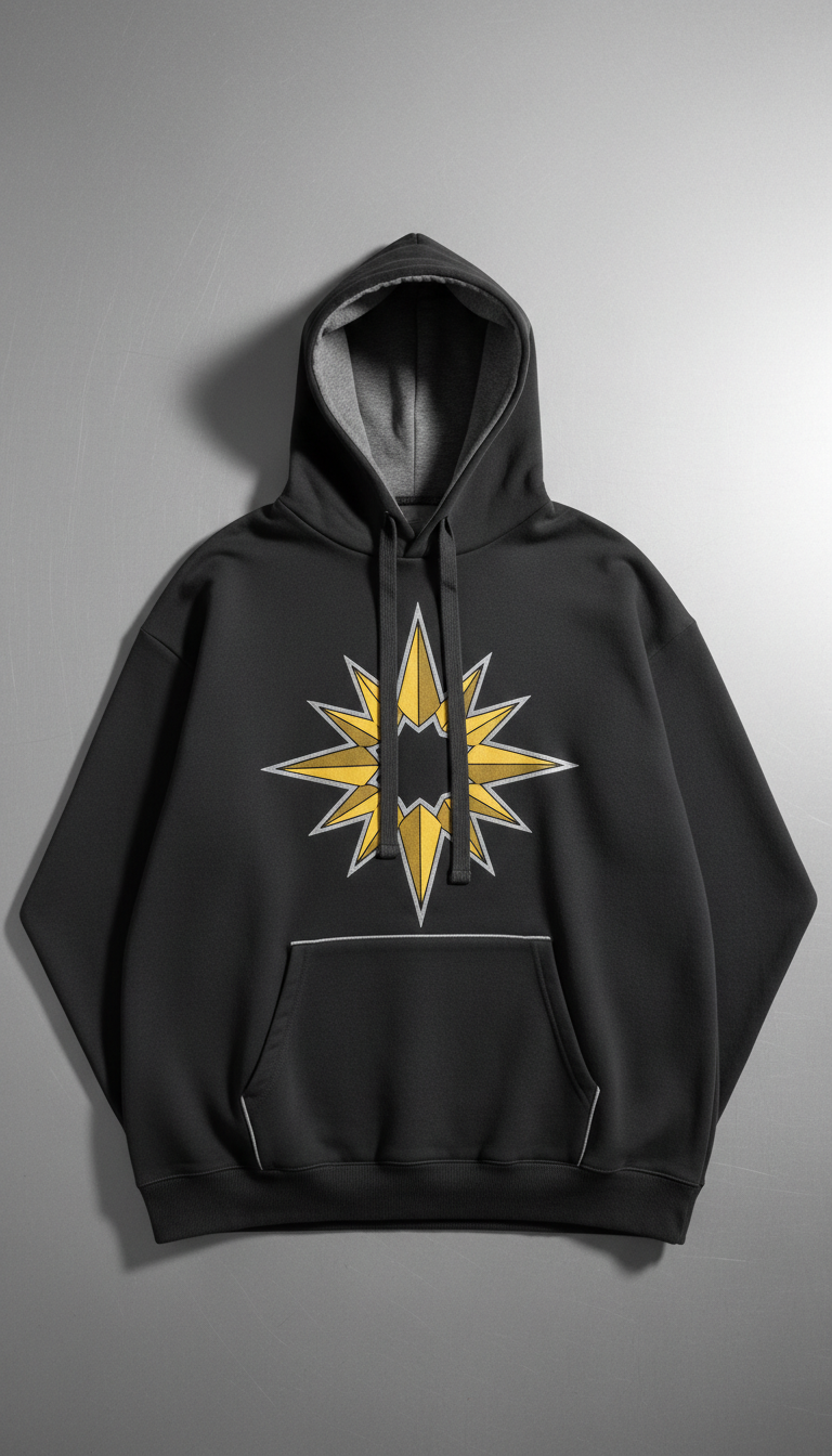 Oversized Signal Gold Logo Hoodie