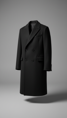 Structured Asphalt Black Overcoat