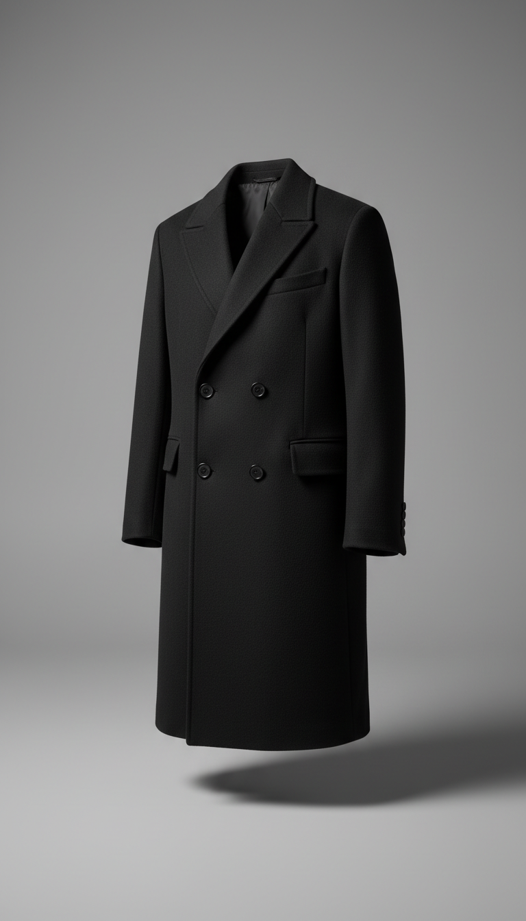 Structured Asphalt Black Overcoat