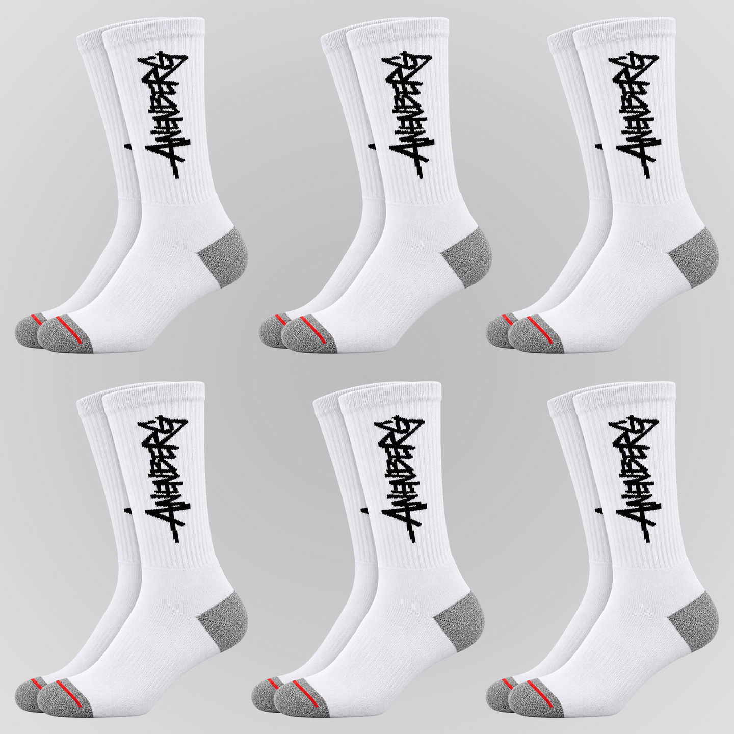 6 Pack Anenberg Single Story White Socks