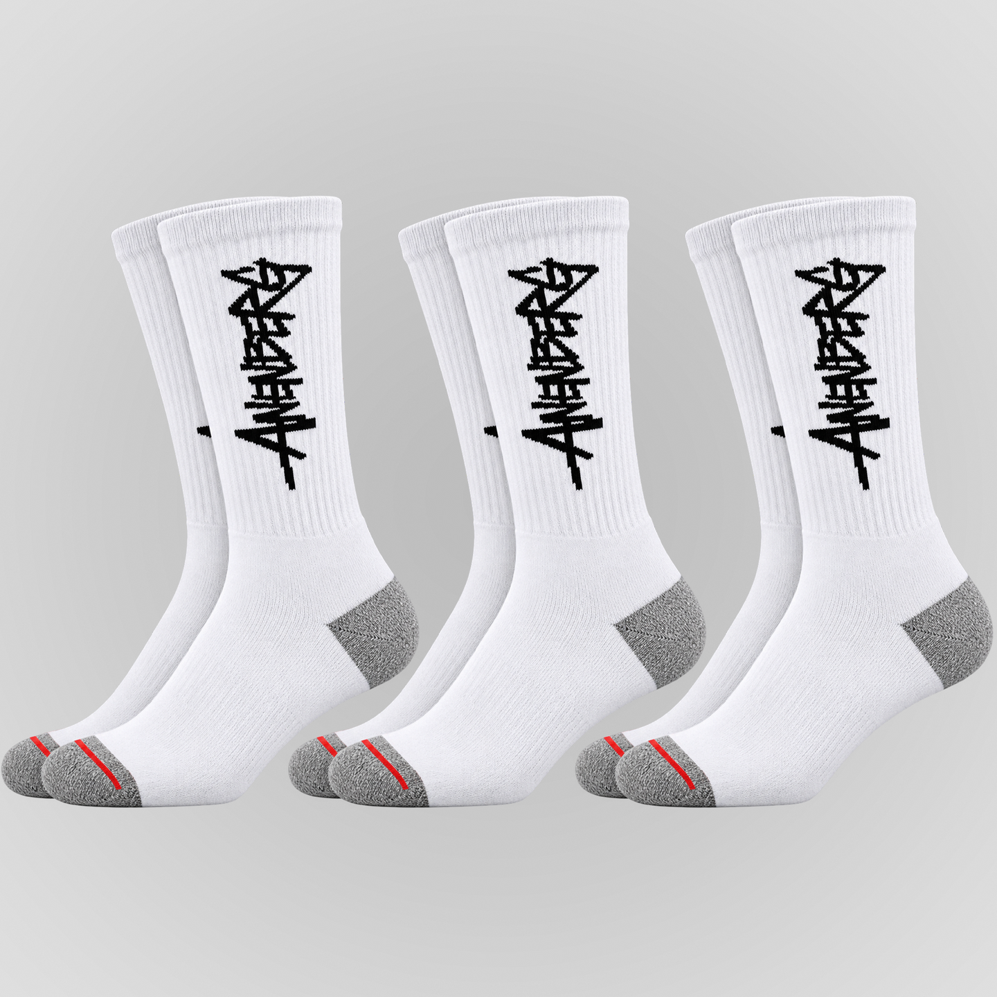 3 pack Anenberg Single Story White Socks