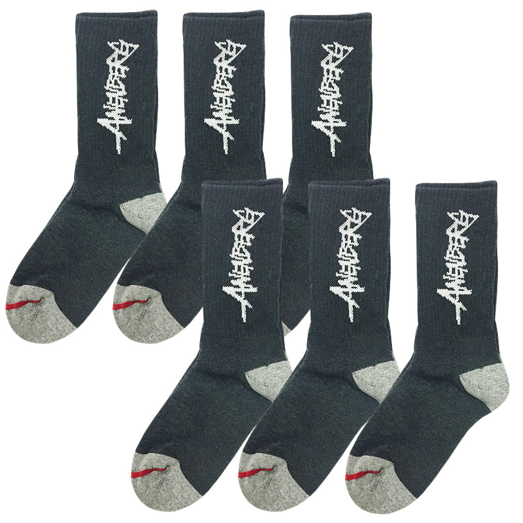 6 Pairs of American Made Charcoal Heather Anenberg Crew Socks