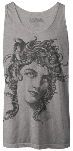 Anenberg, Medusa Classic American Made Mens Heather Gray Tank Top
