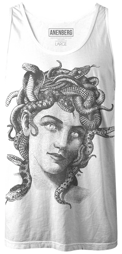 Anenberg, Medusa Classic American Made Mens White Tank Top