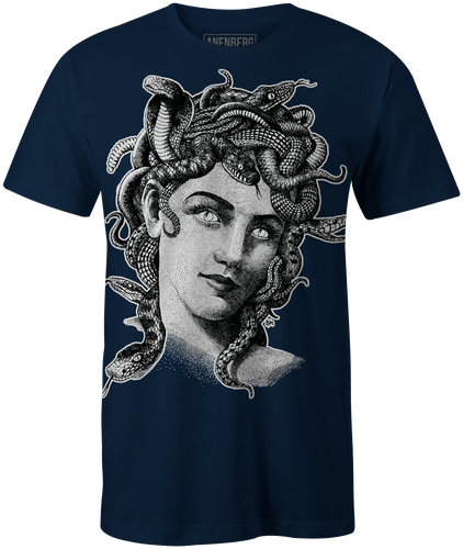 Anenberg, Medusa Classic American Made Mens Navy Crew Neck Tee Shirt